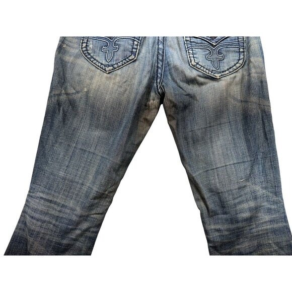 Rock Revival Eva Boot Cut Jeans Size 29 Distressed Denim Blue Womens - Picture 15 of 16
